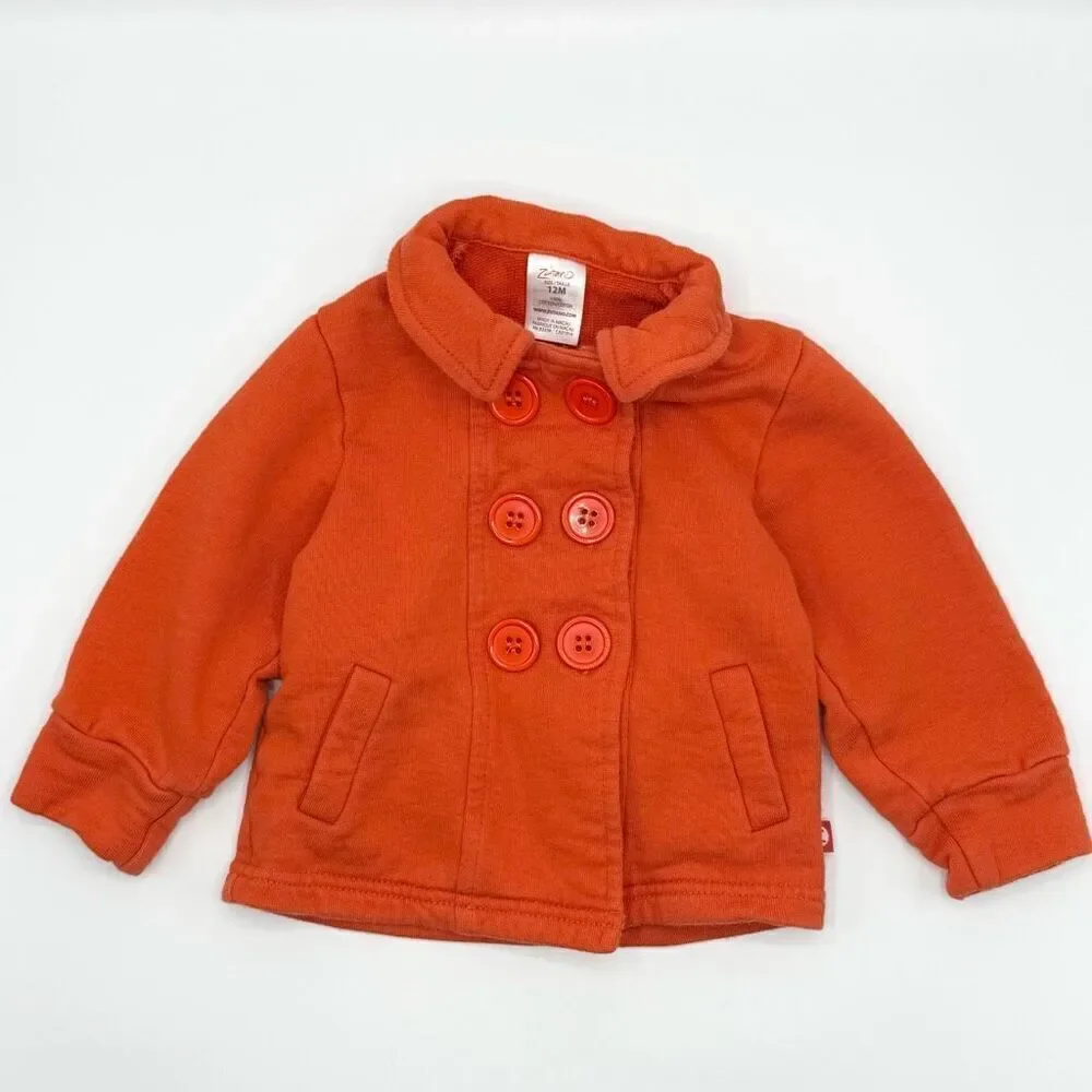 Zutano Orange Cotton Pea Coat - US Infant 12 Months